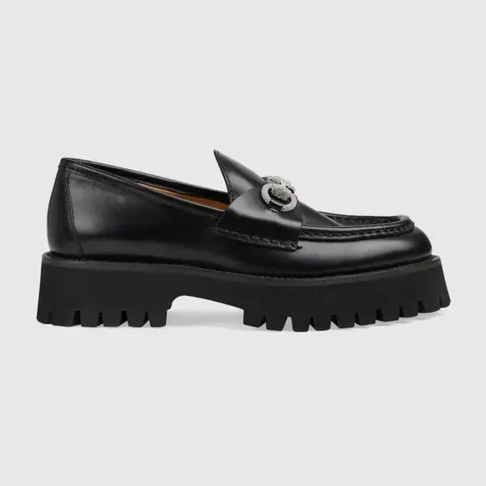 Gucci Black Leather Women's Chunky Loafers - Picture 2 of 11